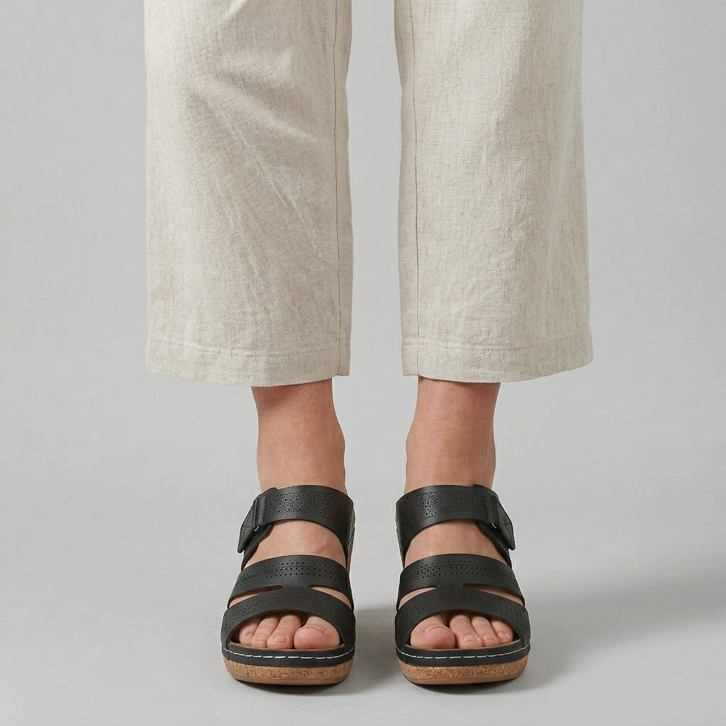 Mules Compensées Bout Ouvert Confort Soutien Pour Femme