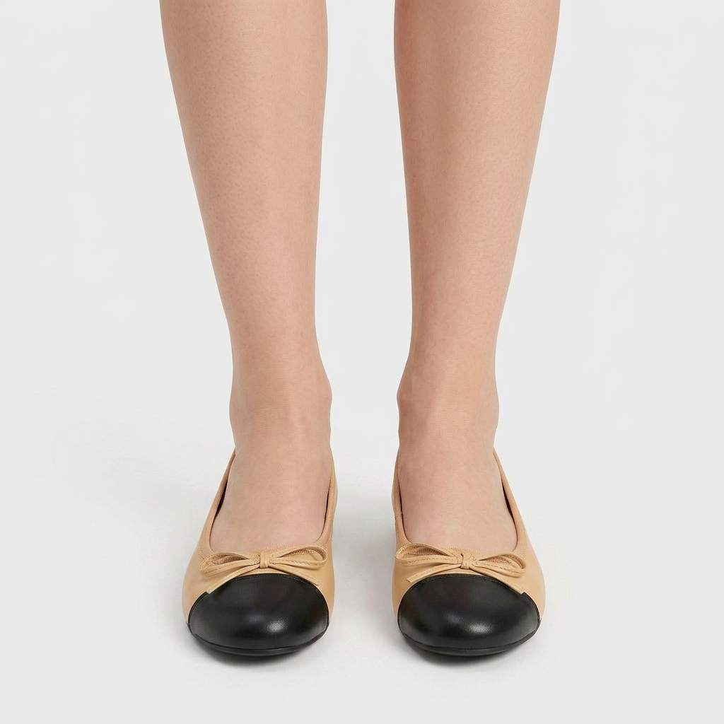 Ballerines Cuir Bout Verni Nœud Décoratif Pour Femme