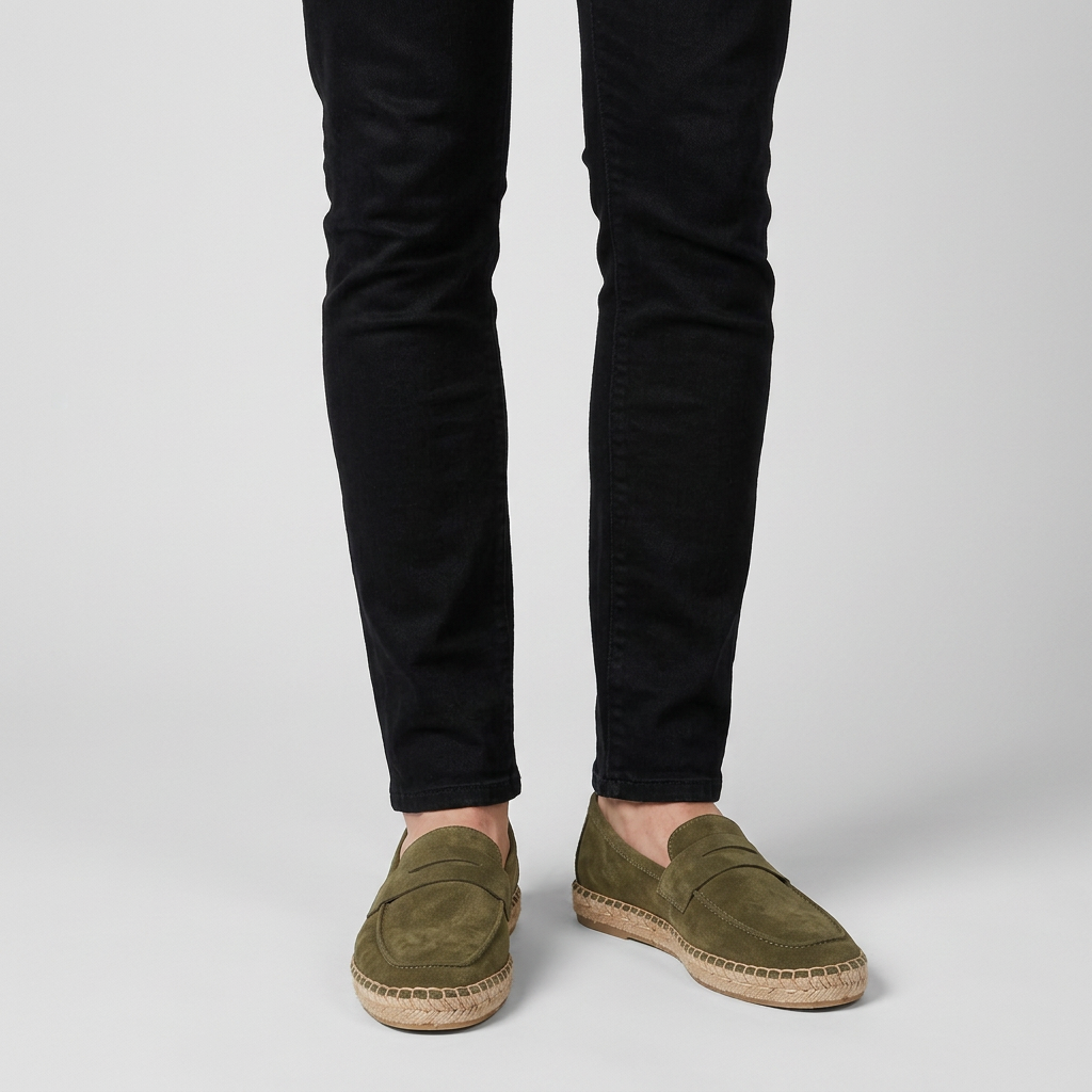 Loafer Daim Semelle Espadrille Tressée pour Homme