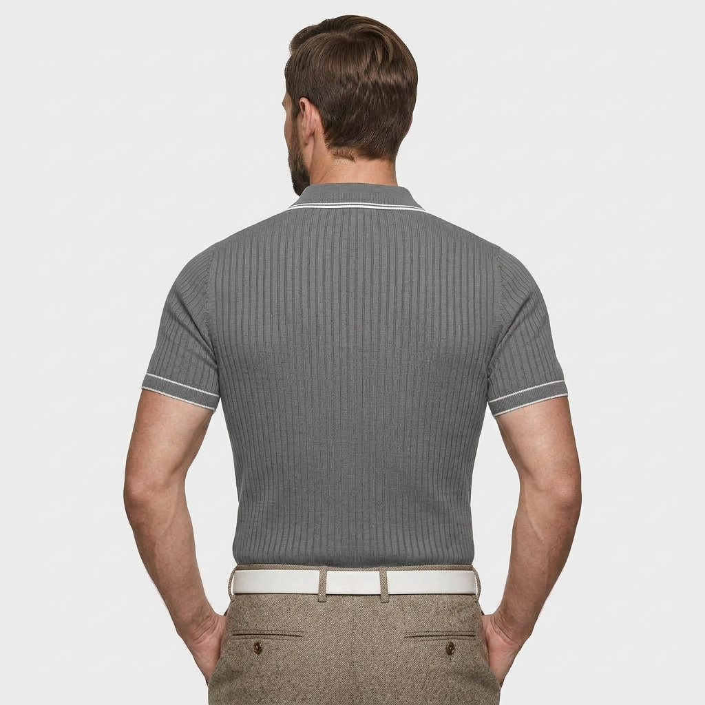 Polo Maille Côtelée Col Classique pour Homme