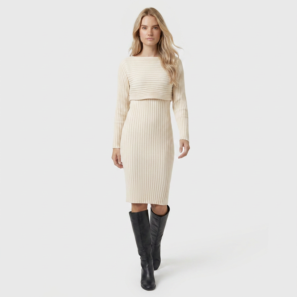 Ensemble Maille Luxueuse Pull et Robe pour Femme