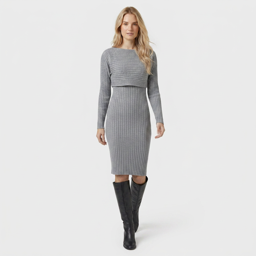 Ensemble Maille Luxueuse Pull et Robe pour Femme