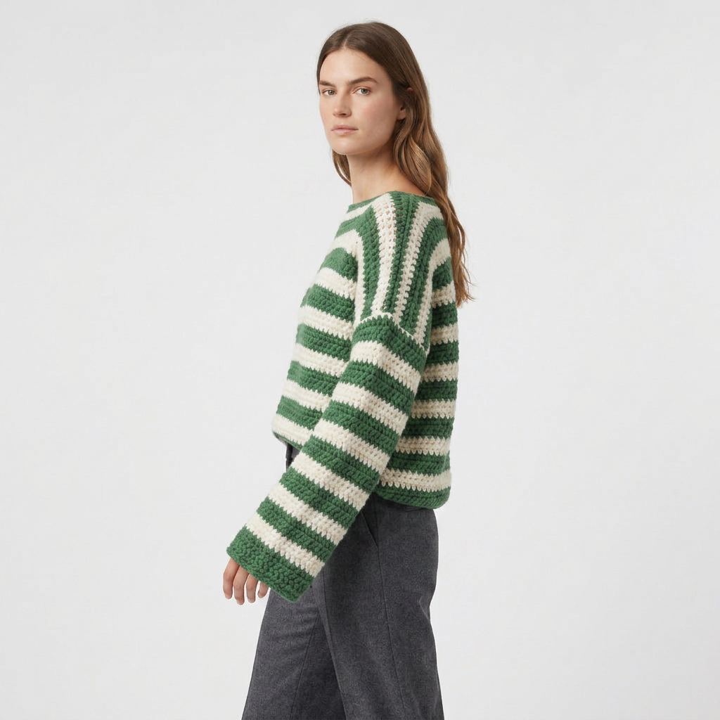Pull Rayé Col Rond Coupe Décontractée pour Femme
