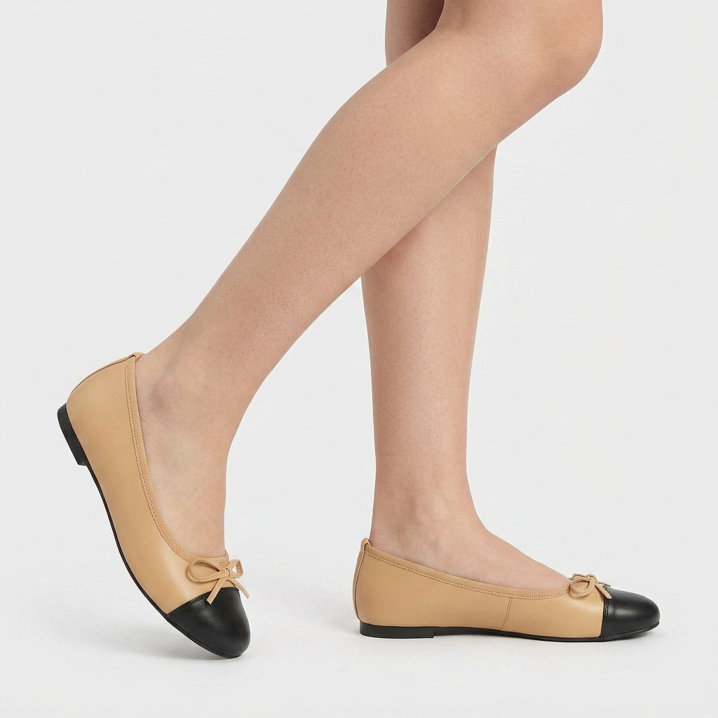 Ballerines Cuir Bout Verni Nœud Décoratif Pour Femme
