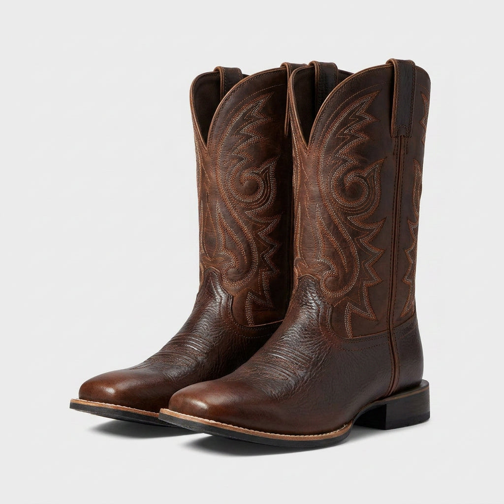 Bottes Santiags en Cuir à Bout Carré pour Femme