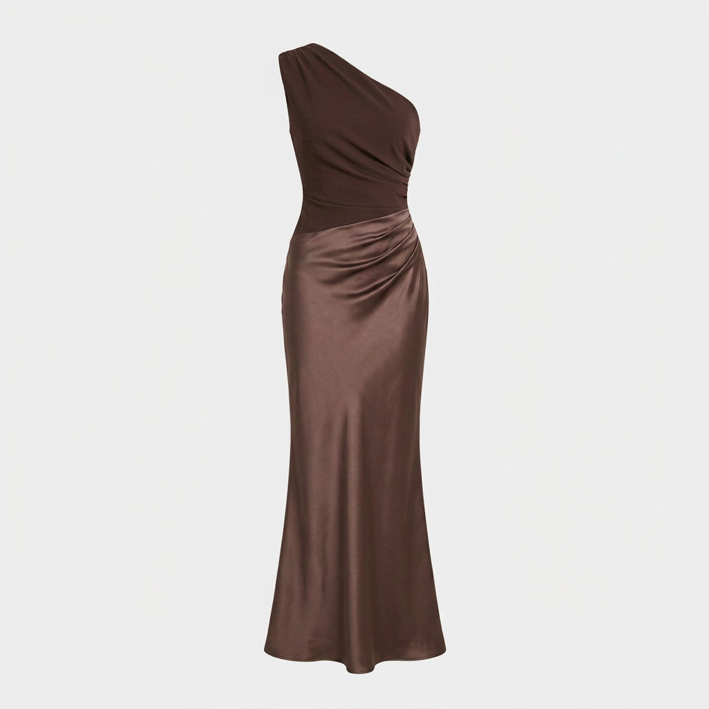 Robe de Soirée Longue Asymétrique à une Épaule pour Femme