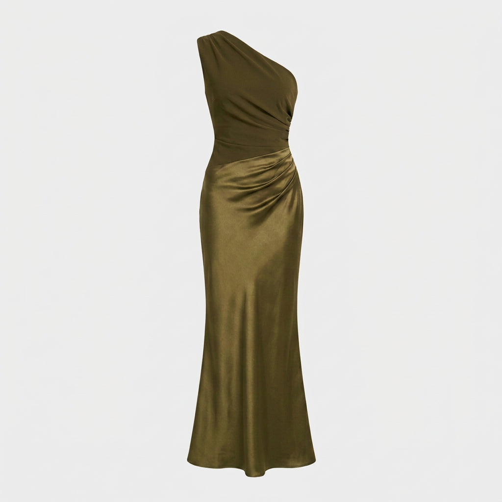 Robe de Soirée Longue Asymétrique à une Épaule pour Femme