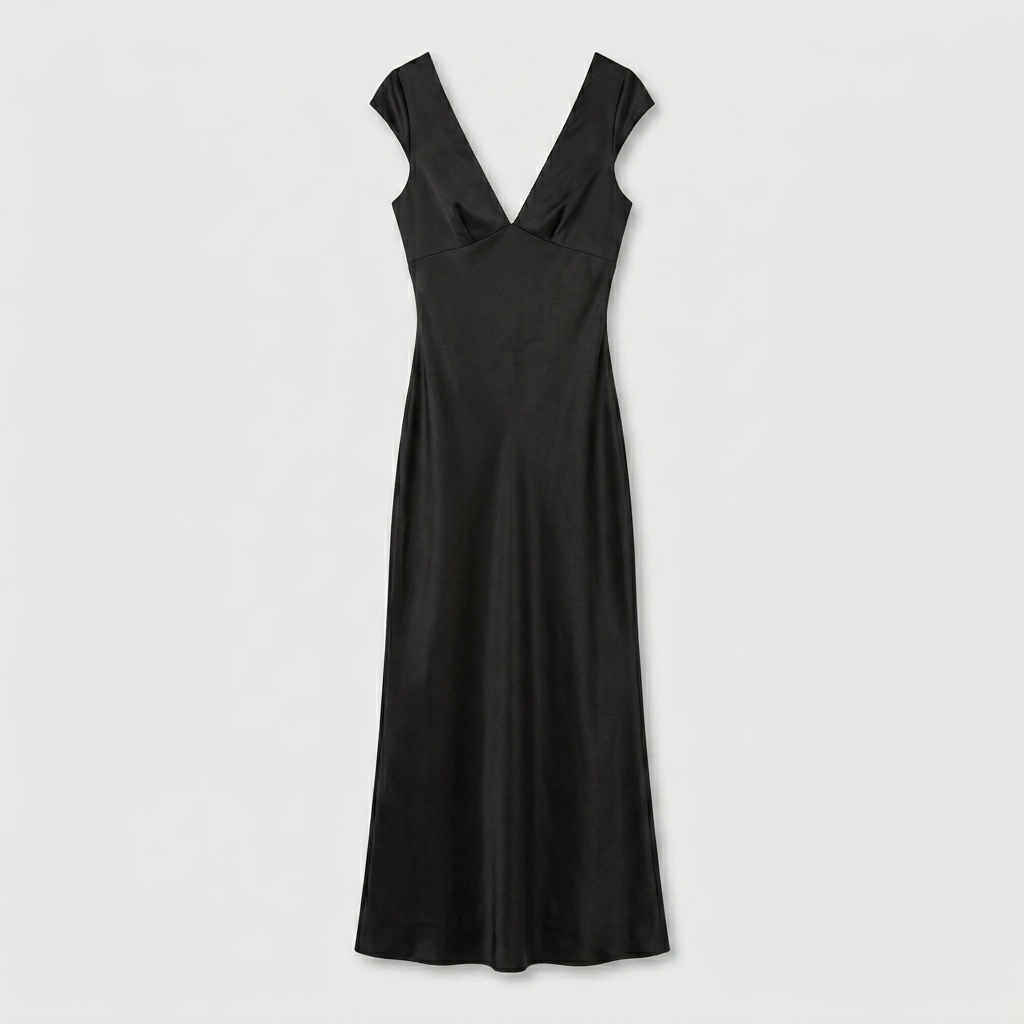 Robe Maxi Décolleté Plongeant Manches Courtes Pour Femme