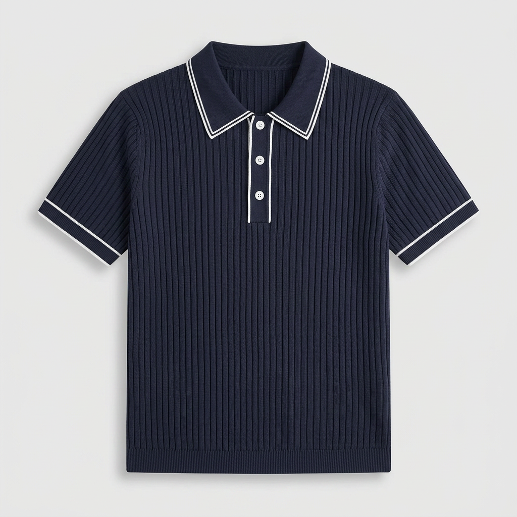 Polo Maille Côtelée Col Classique pour Homme