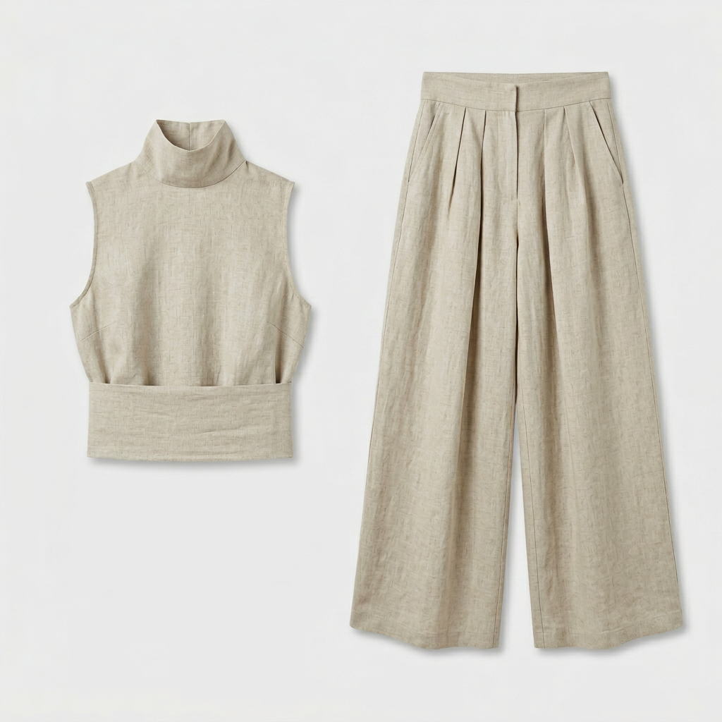 Ensemble Top Sans Manches Pantalon Large pour Femme