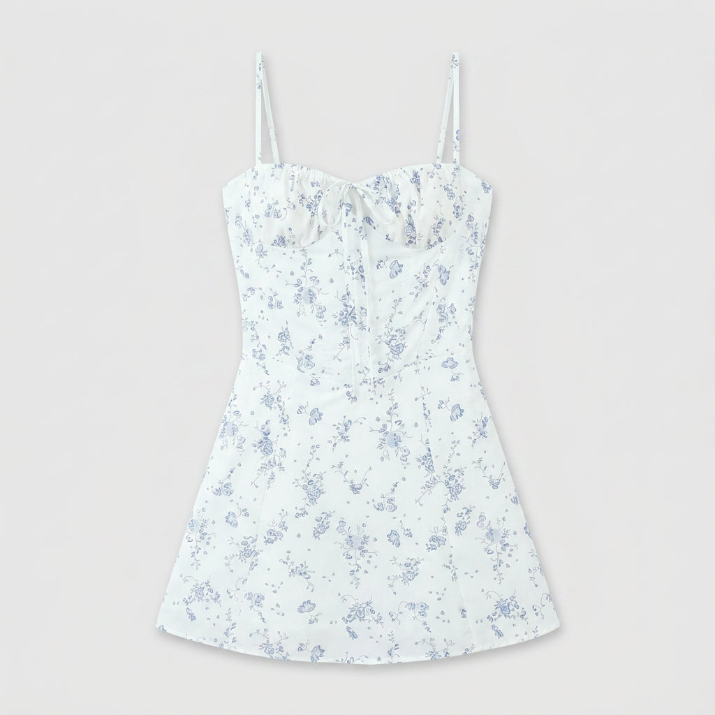 Robe Mini Florale Coupe Évasée pour Femme
