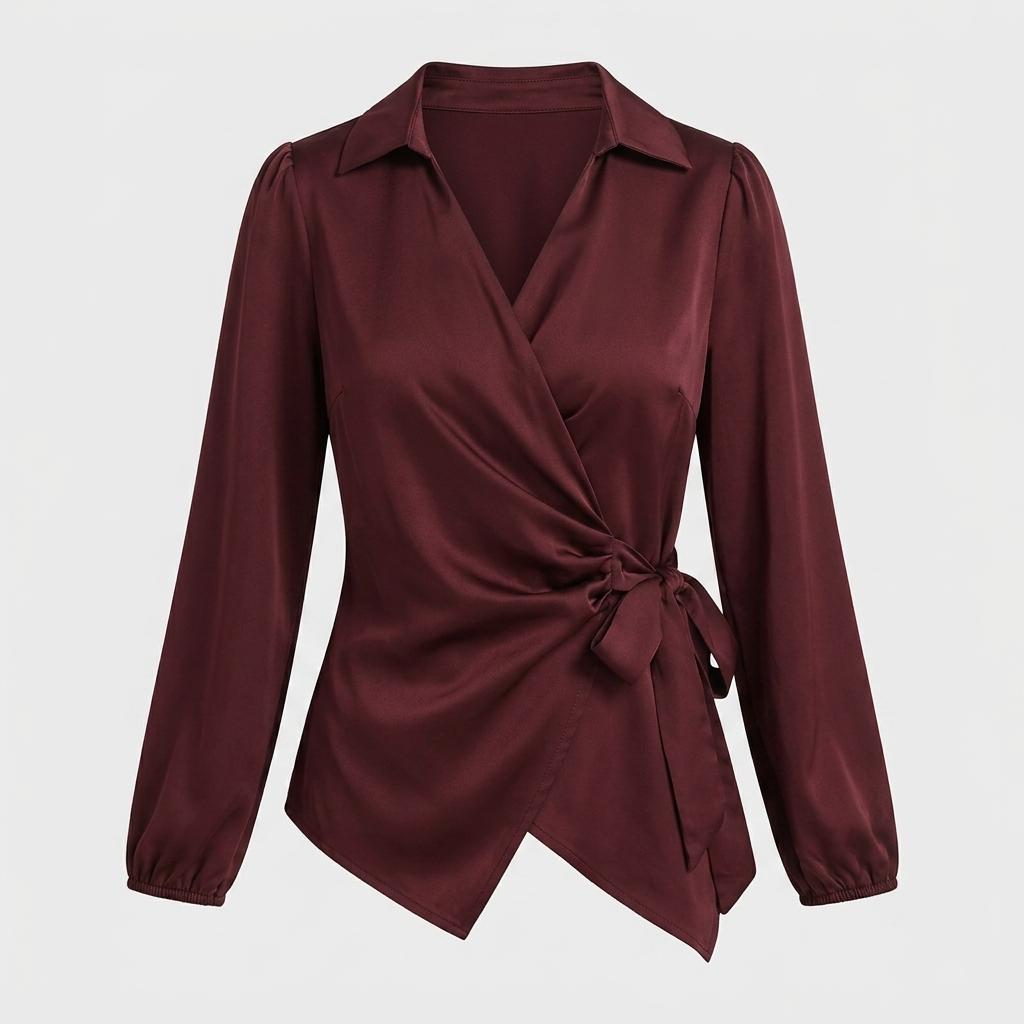 Blouse Col Revers Manches Longues Coupe Élégante pour Femme