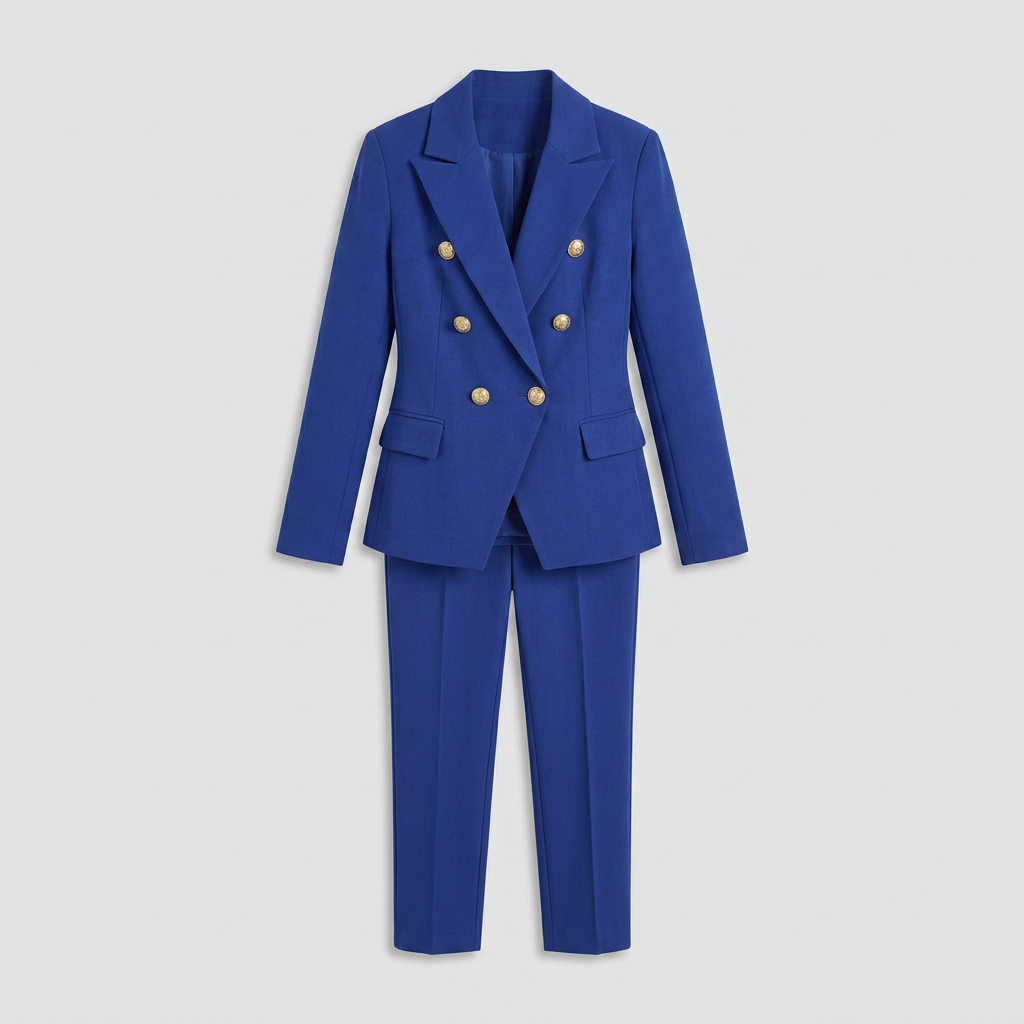 Ensemble Tailleur Veste Pantalon Coupe Structurée pour Femme