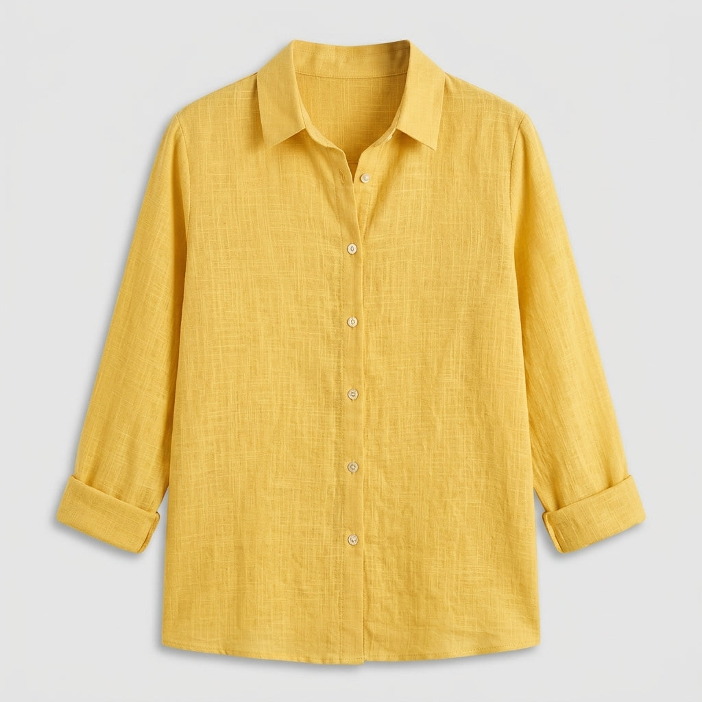 Chemise Lin Coupe Ample Manches Retroussables pour Femme