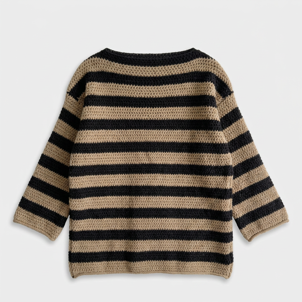 Pull Rayé Col Rond Coupe Décontractée pour Femme