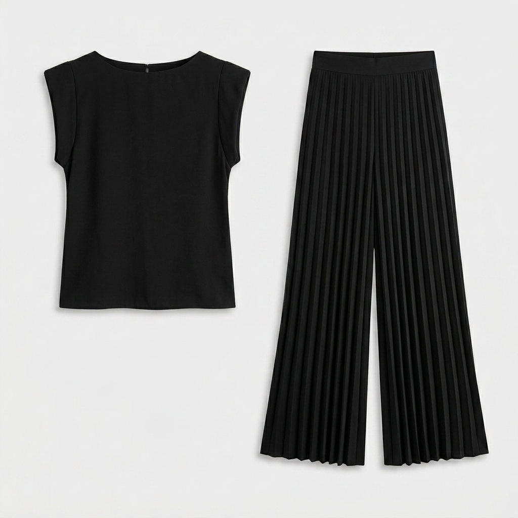 Ensemble Pull Sans Manches Pantalon Large pour Femme