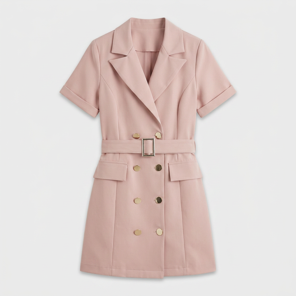 Ensemble Tailleur Robe Manches Courtes Coupe Structurée pour Femme
