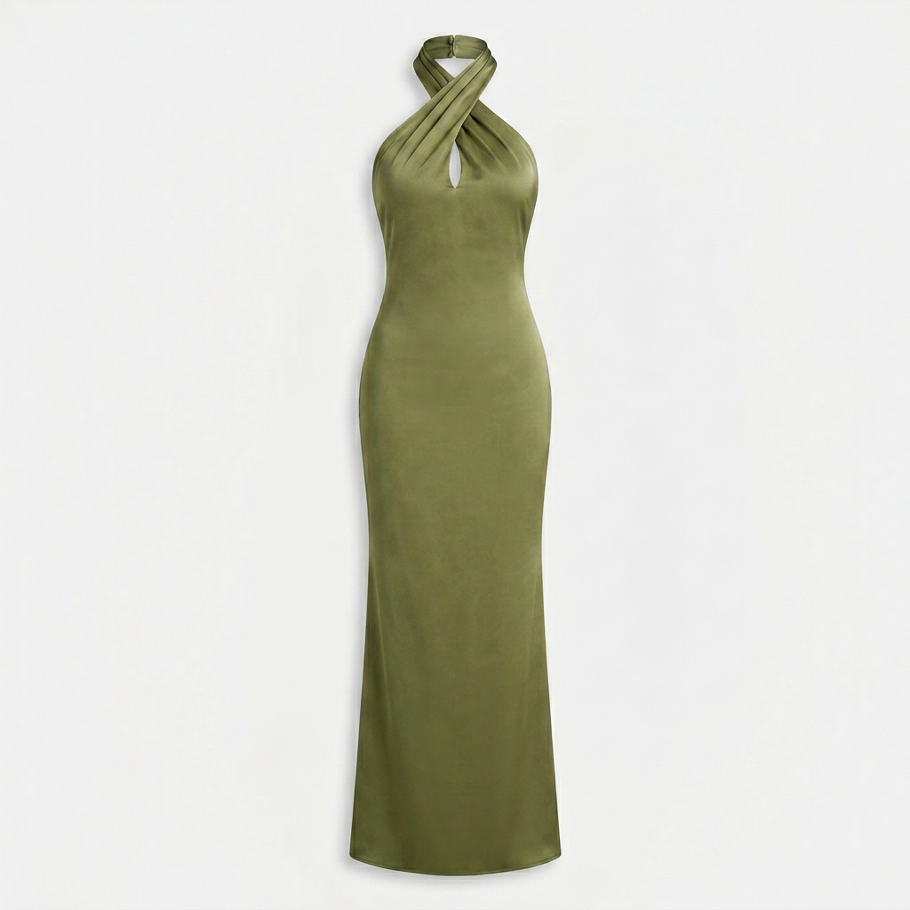 Robe Maxi Col Halter Coupe Fluide Pour Femme