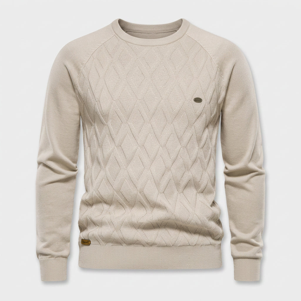 Pull Ras du Cou à Motif Losange en Relief pour Homme