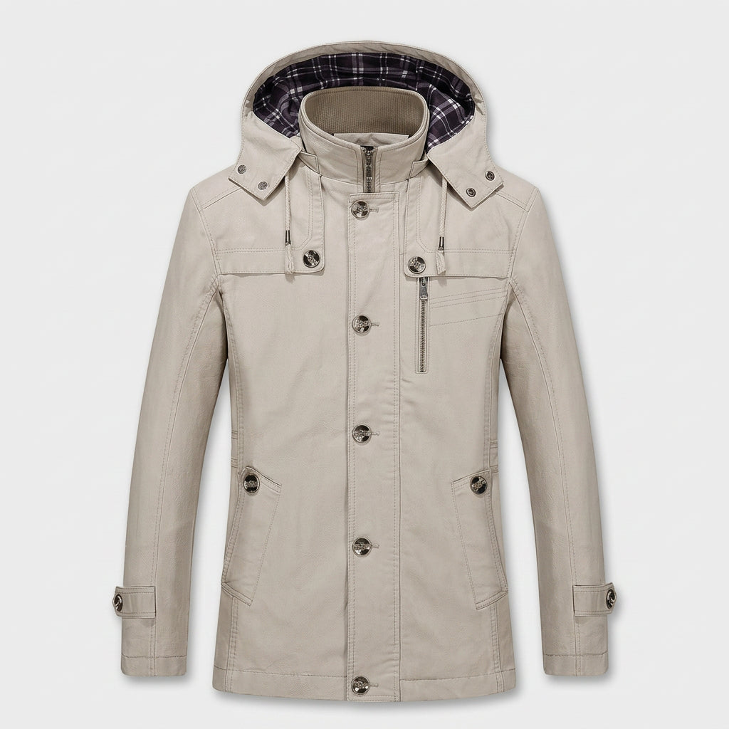 Veste à Capuche Amovible et Multiples Poches pour Homme