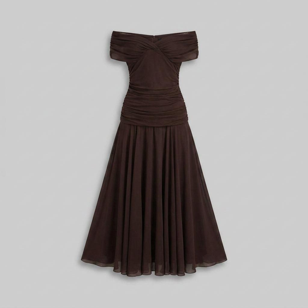 Robe de Cérémonie Fleurie à Épaules Dénudées pour Femme