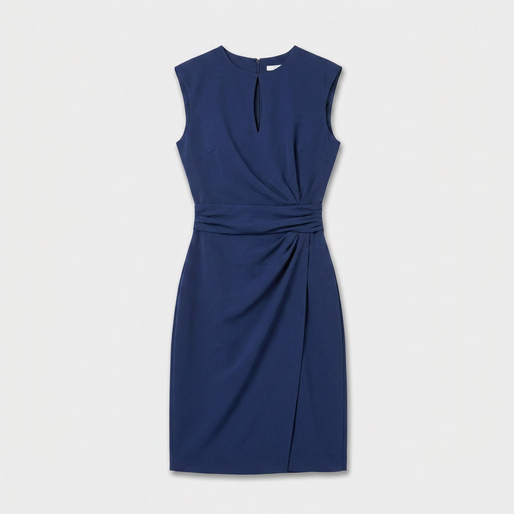Robe de Cocktail Sans Manches à Taille Drapée pour Femme