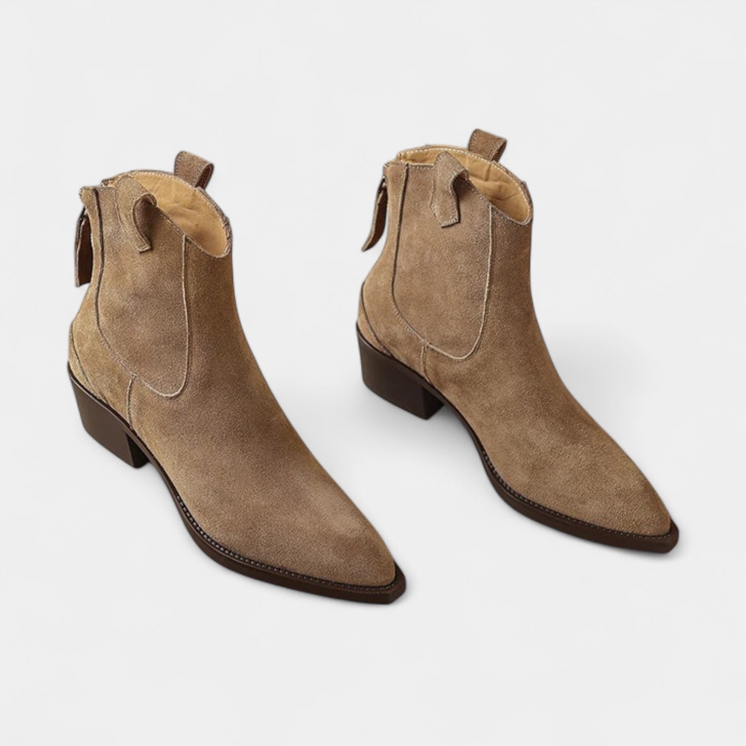 Bottines Femme En Daim Avec Talon Bas