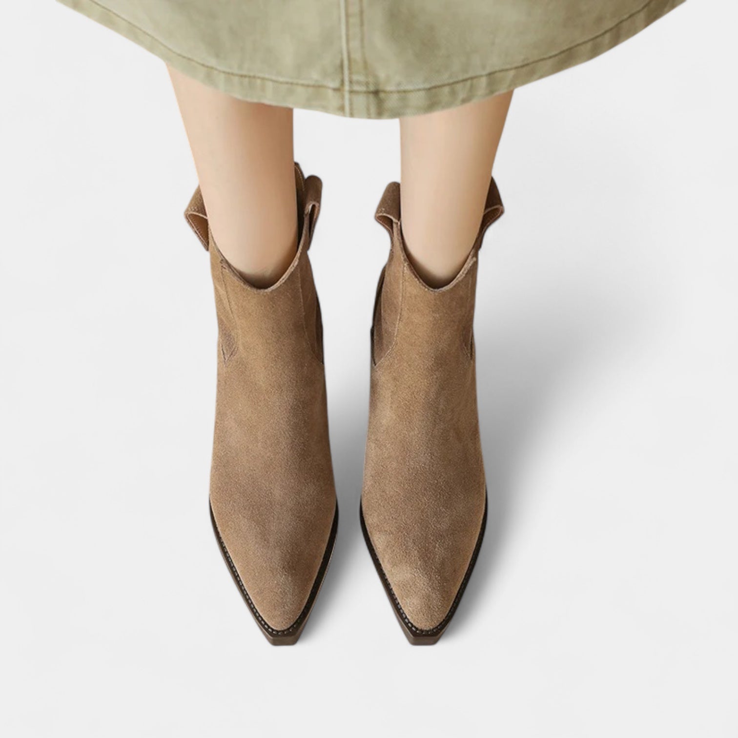 Bottines Femme En Daim Avec Talon Bas