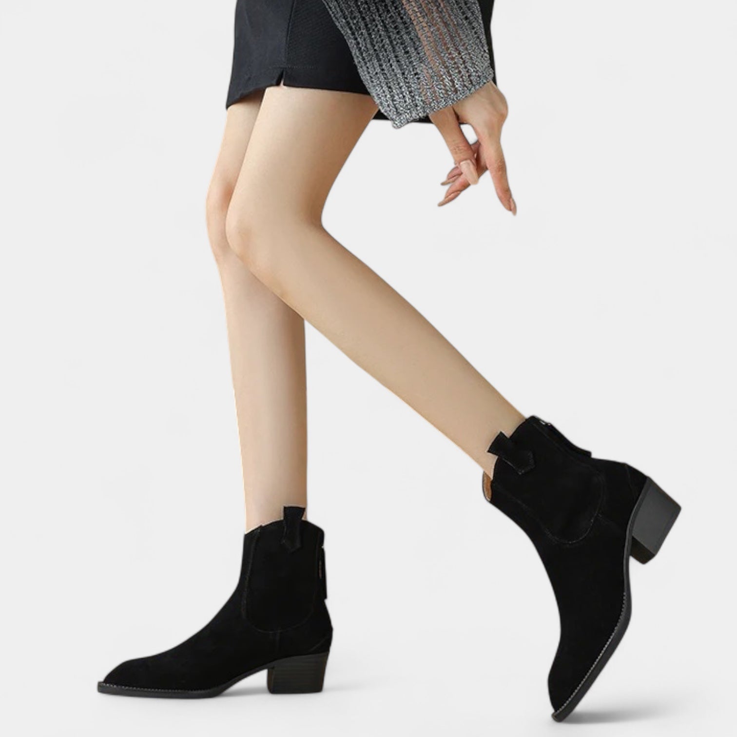 Bottines Femme En Daim Avec Talon Bas