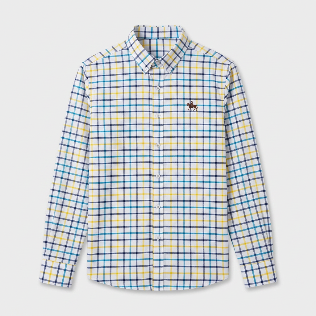 Chemise Carreaux Manches Longues Col Boutonné pour Homme