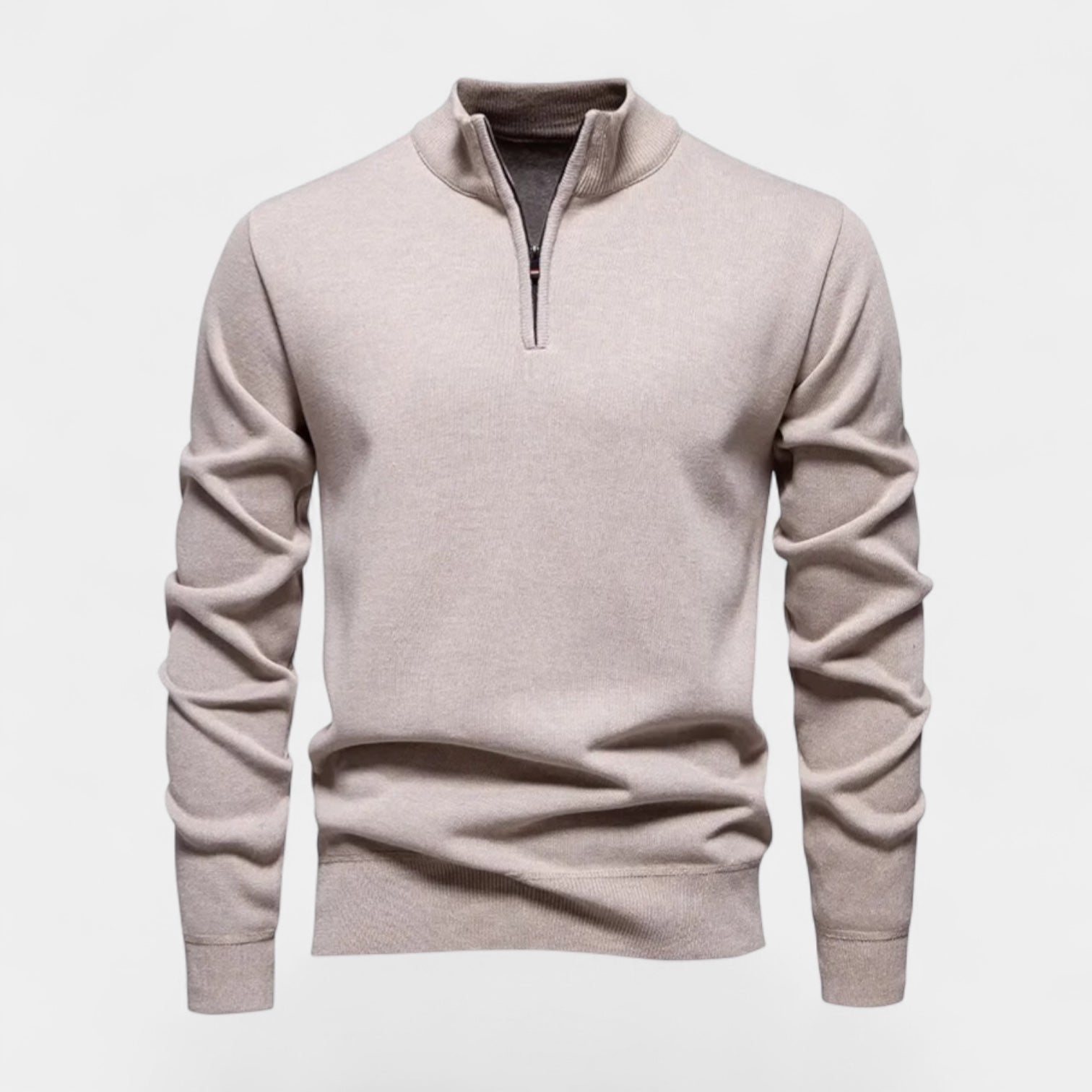 Pull Homme En Maille À Col Quart-Zip